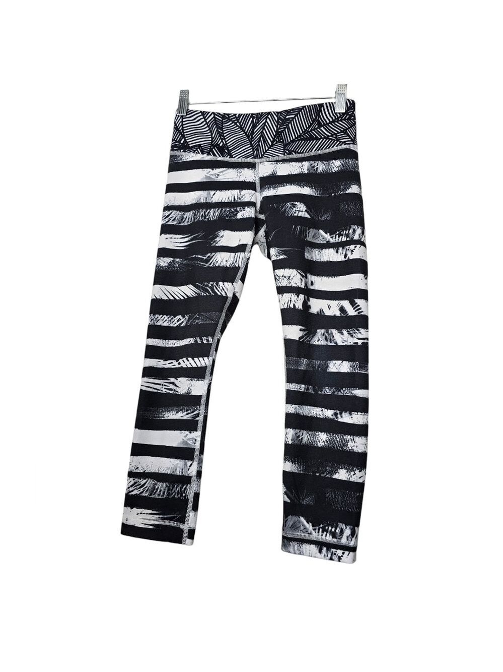 Lululemon Wunder Under II Crop Black White Leggings 4
